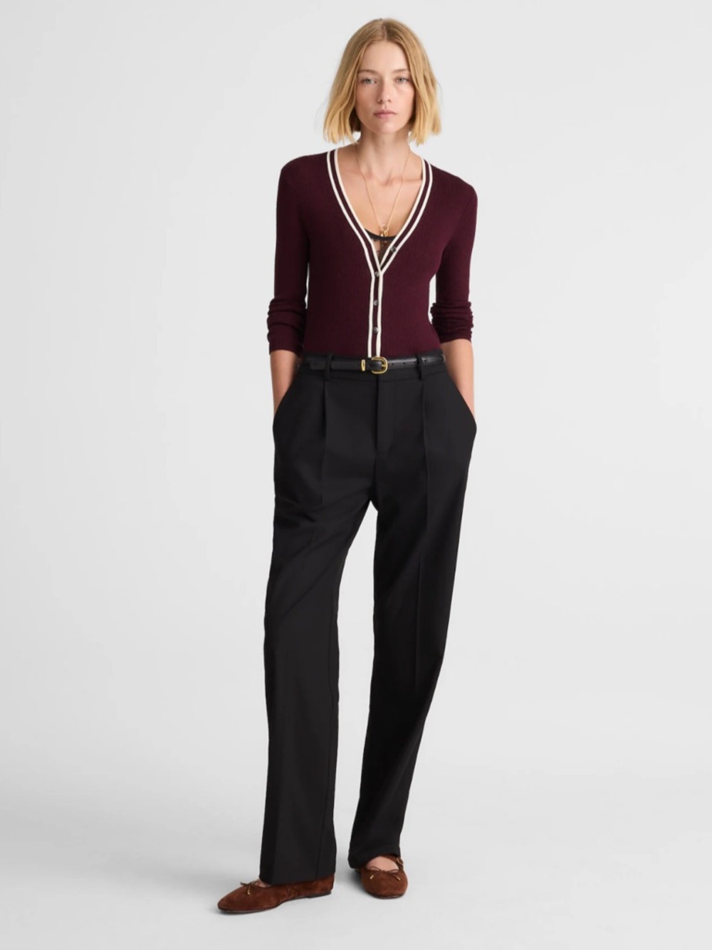 Madewell Black Slouchy Straight Pants in Brushed Twill